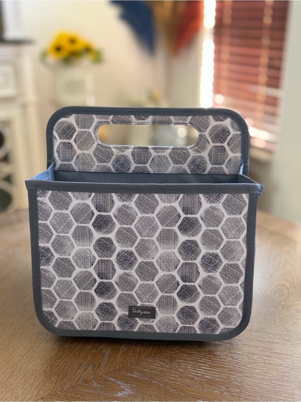 Thirty-One Stepping stones Gray Hexagon Fabric Storage Caddy